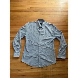 H&M Men's Slim Fit Blue Pinstripe Button Down Shirt Size L Career Office